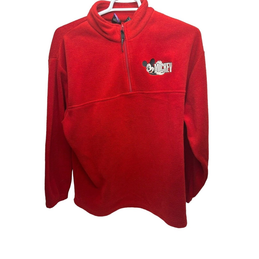Disney MICKEY Womens Red Fleece Mickey 1/4 zip Sweater Size 2X